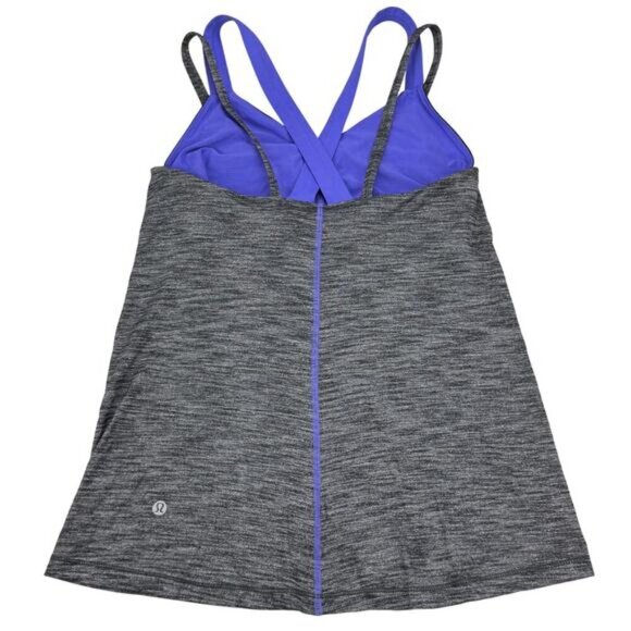 LULULEMON Run For Gold Tank Sz 8 Heathered Black / Iris Flower - Picture 5 of 7